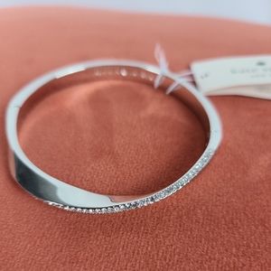 Kate Spade Pave Hinged Bangle Do The Twist Silver With Crystals NWT